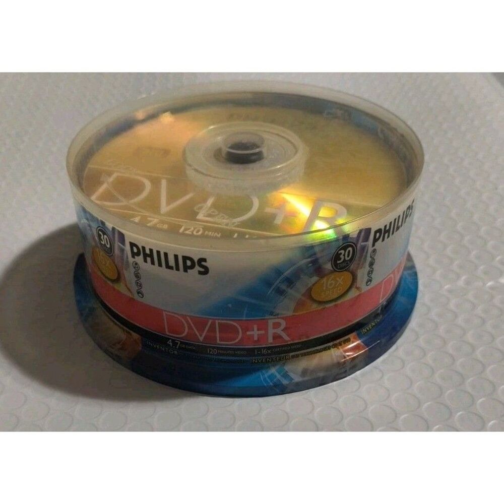 Sealed Philips 30 Pack DVD+R 4.7GB 120min 16x Speed Blank Media Spindle